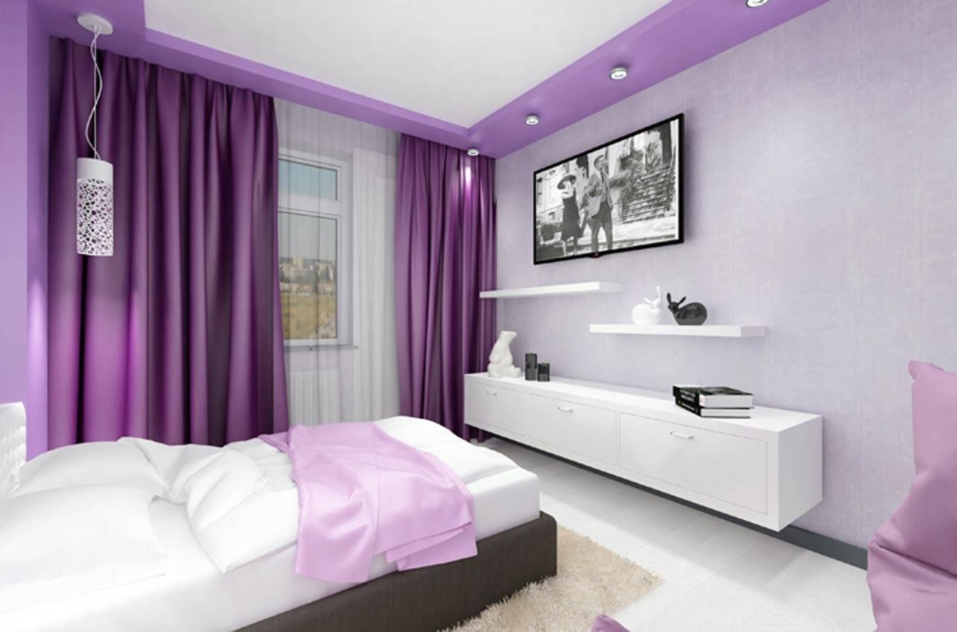 Фиолетовый цвет в интерьере, сочетание сиреневого цвета в интерьере фото