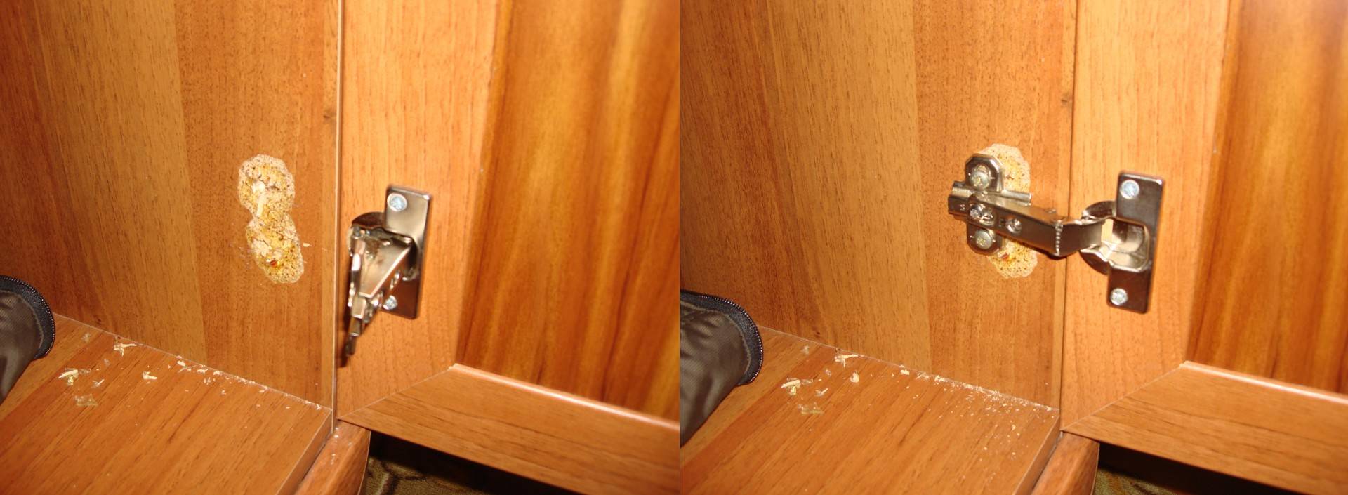 Как отремонтировать дверь шкафа если вырваны петли