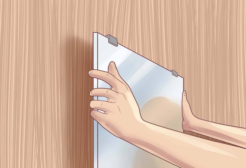 Как повесить зеркало на стену: монтаж своими руками без сверления, способы установки больших зеркал и варианты, как прикрепить большое зеркальное полотно без рамки на стену с обоями