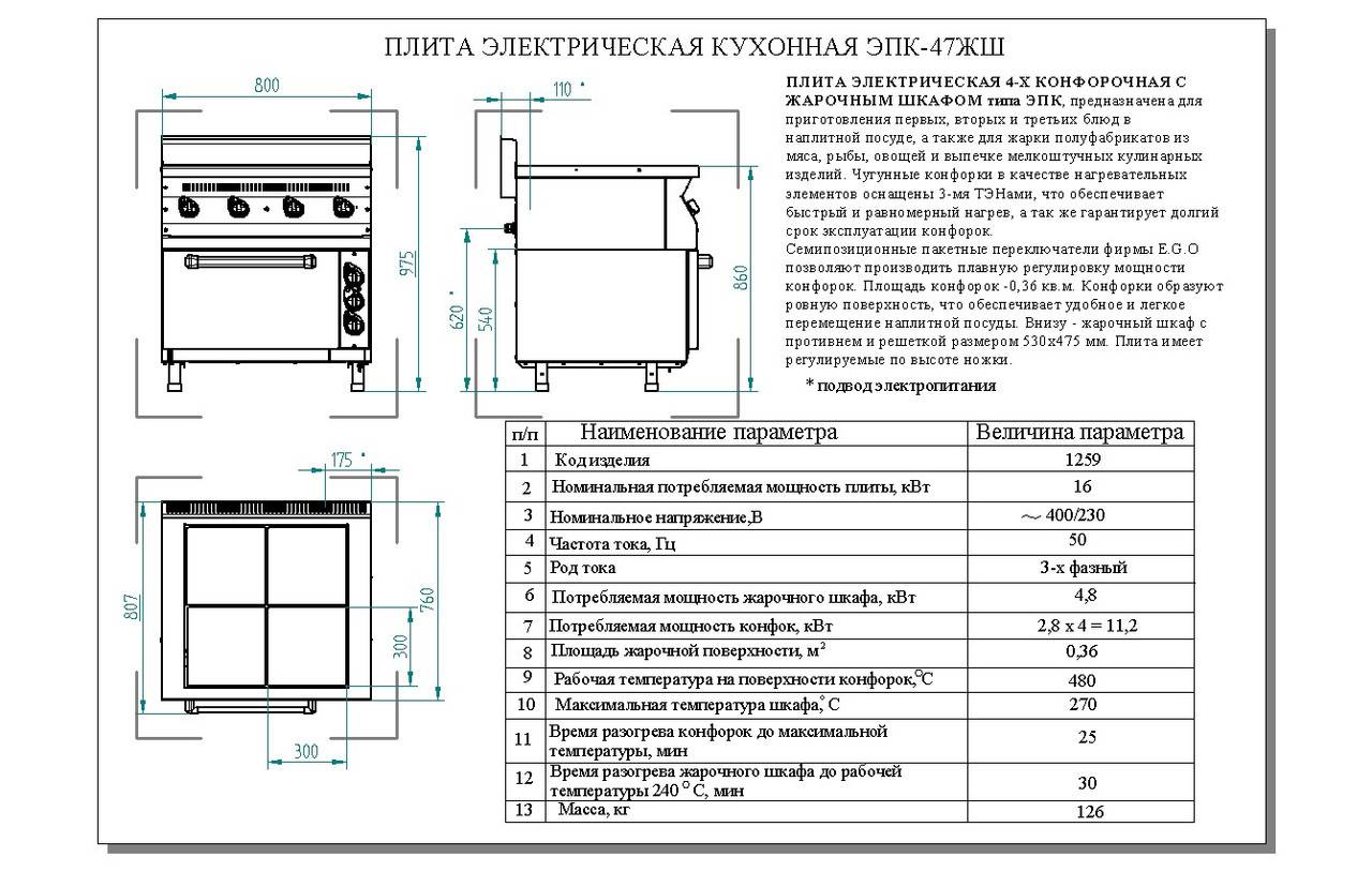 Плита Abat ЭПК-47жш электросхема