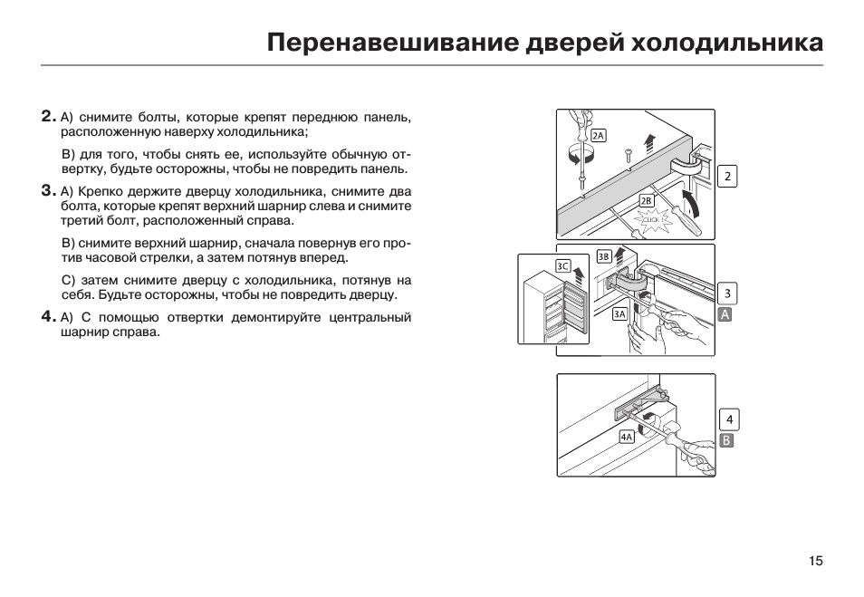 Как своими силами перевесить дверь холодильника