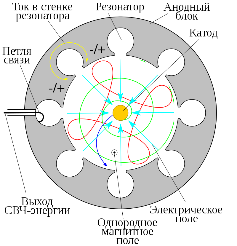 Схема включения магнетрона в СВЧ печи. Многорезонаторный магнетрон схема. Принцип работы и конструкция магнетрона СВЧ печи. Как работает магнетрон СВЧ.