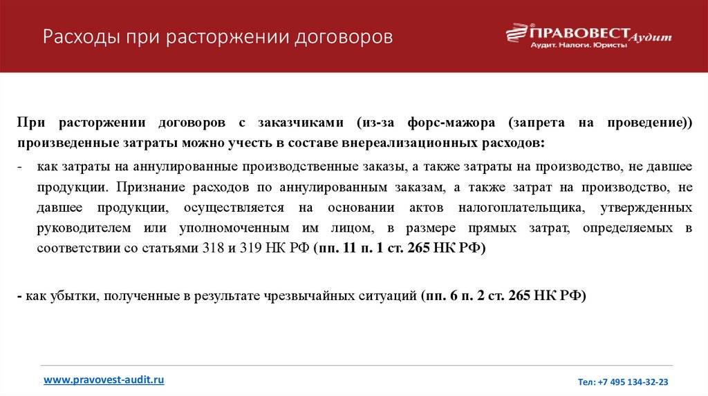 Уведомление об одностороннем расторжении контракта