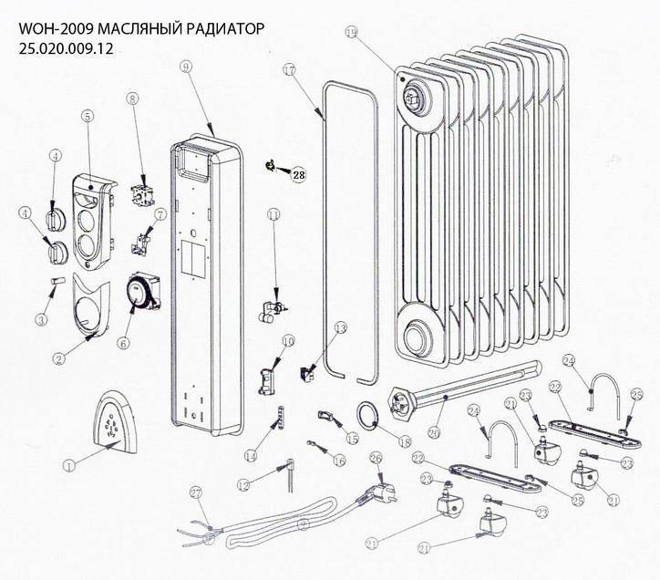 Схема масляного обогревателя с вентилятором