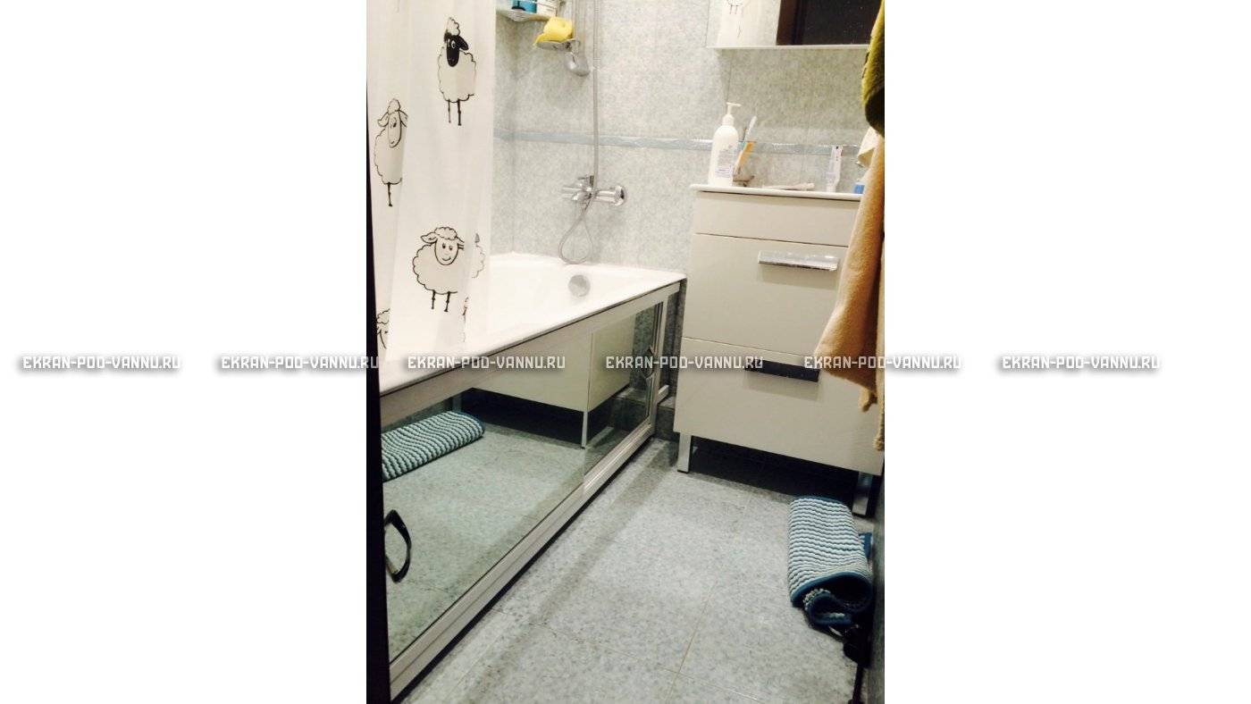Зеркальный экран под ванну - установка стеклянного экрана и каркаса