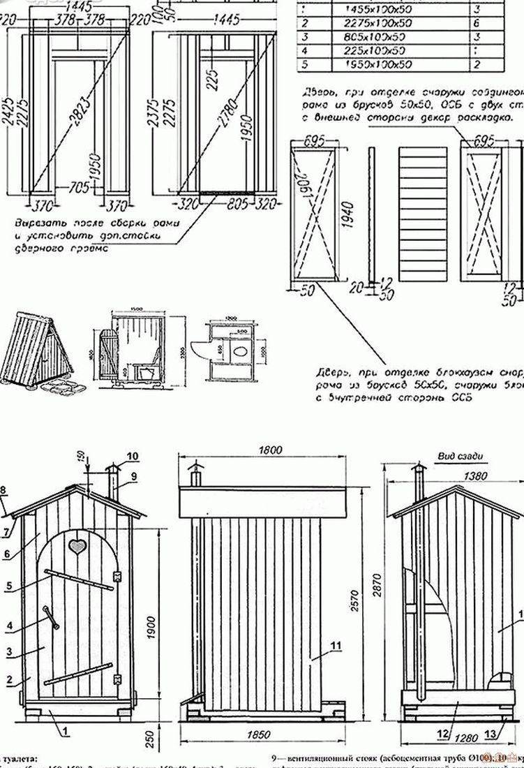 Деревянный туалет для дачи своими руками: чертежи, размеры, как построить