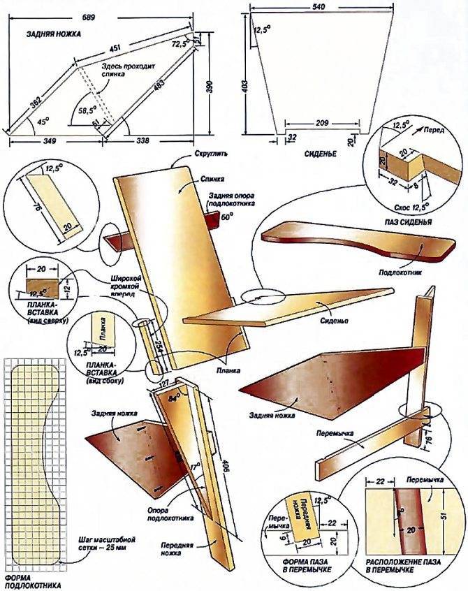 Деревянное кресло: дизайн, чертеж, процесс изготовления, декор