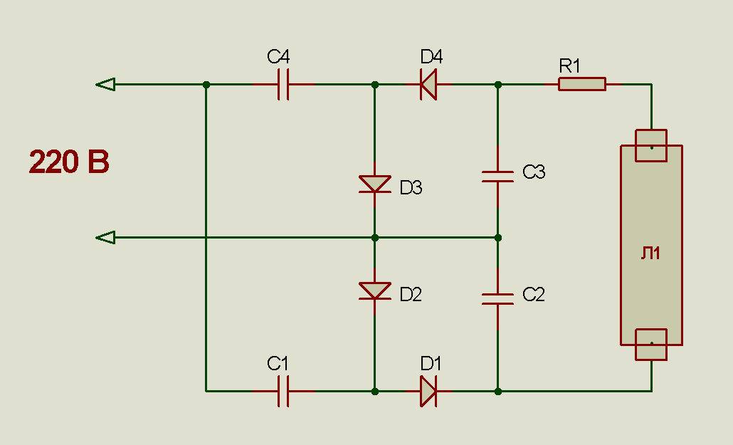 Схема подключения люминесцентной лампы без дросселя