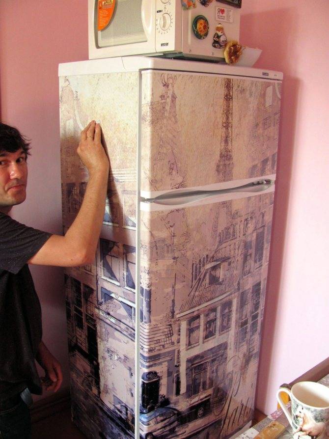 Как обклеить холодильник самоклеющейся пленкой — фото и видео