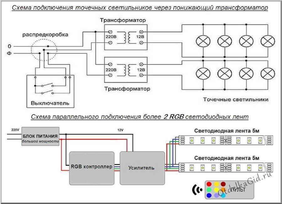 Схема подключения светильника. Схема подключения галогеновых ламп через трансформатор. Схема подключения потолочных точечных светильников 220в. Схема подключения мебельных светильников. Схема подключения диодных точечных светильников.