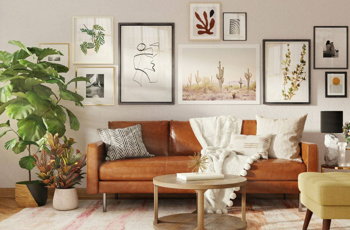 Как оформить стену в гостиной над диваном, декорировать полками и панно, что повесить
 - 37 фото