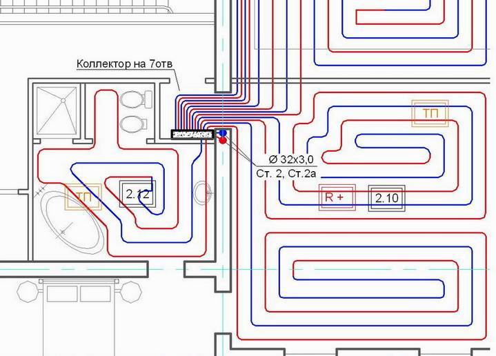 Теплые полы водяные монтажные схемы в частном доме