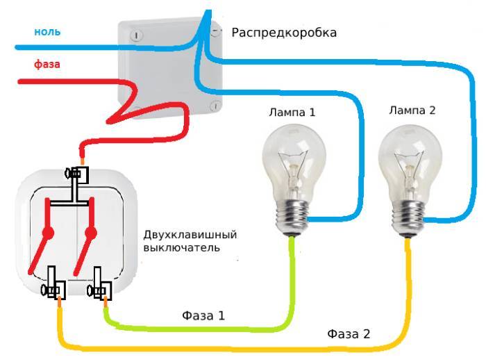 Подключение двухклавишного выключателя: инструкция
