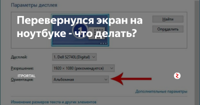 Как развернуть изображение на мониторе на 180 градусов