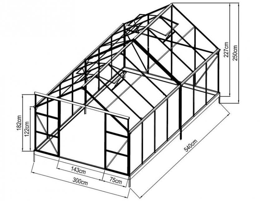 Чертежи теплицы из профильной трубы и размеры