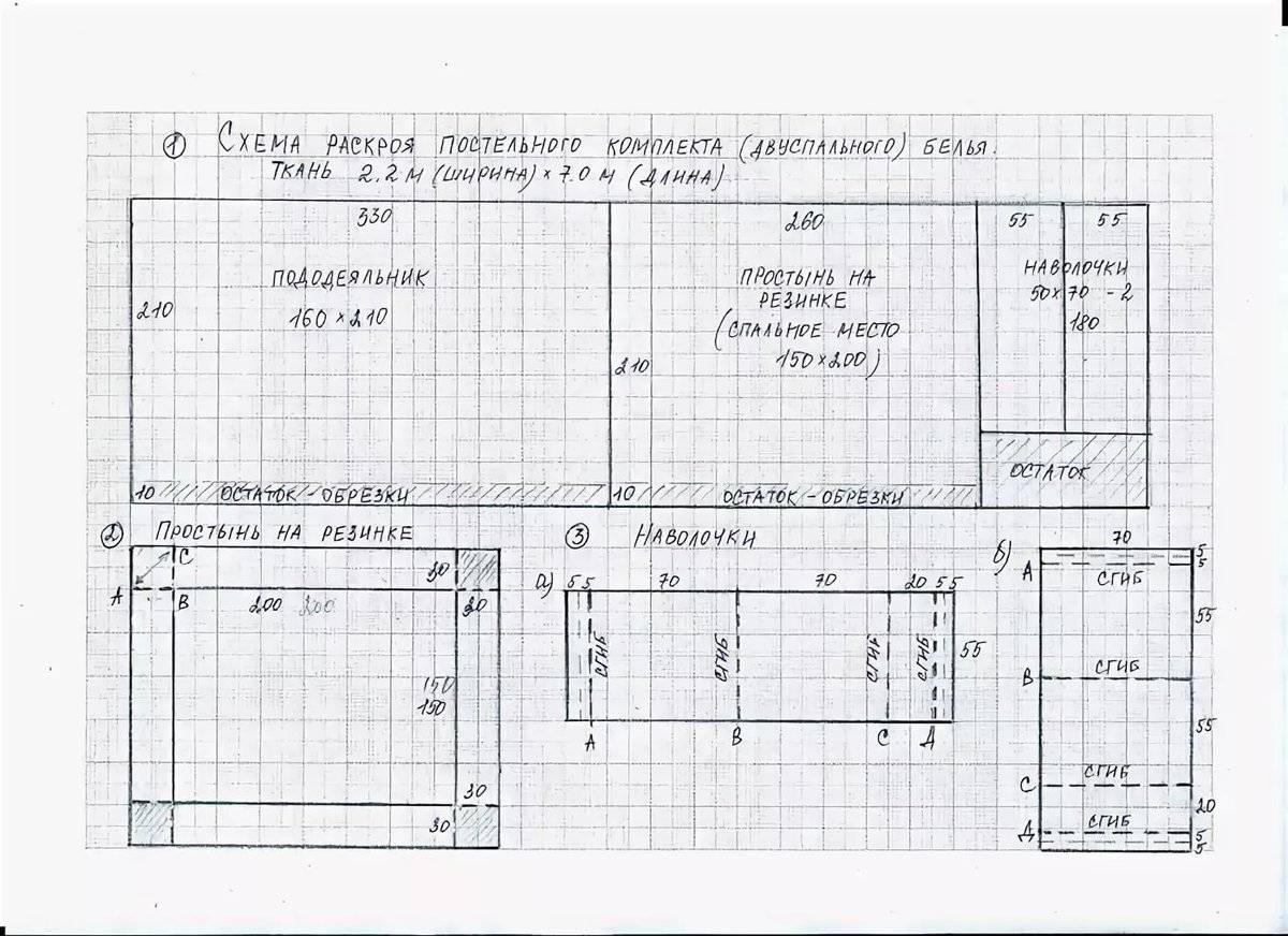 Раскрой постельного белья схема при ширине 220 евро