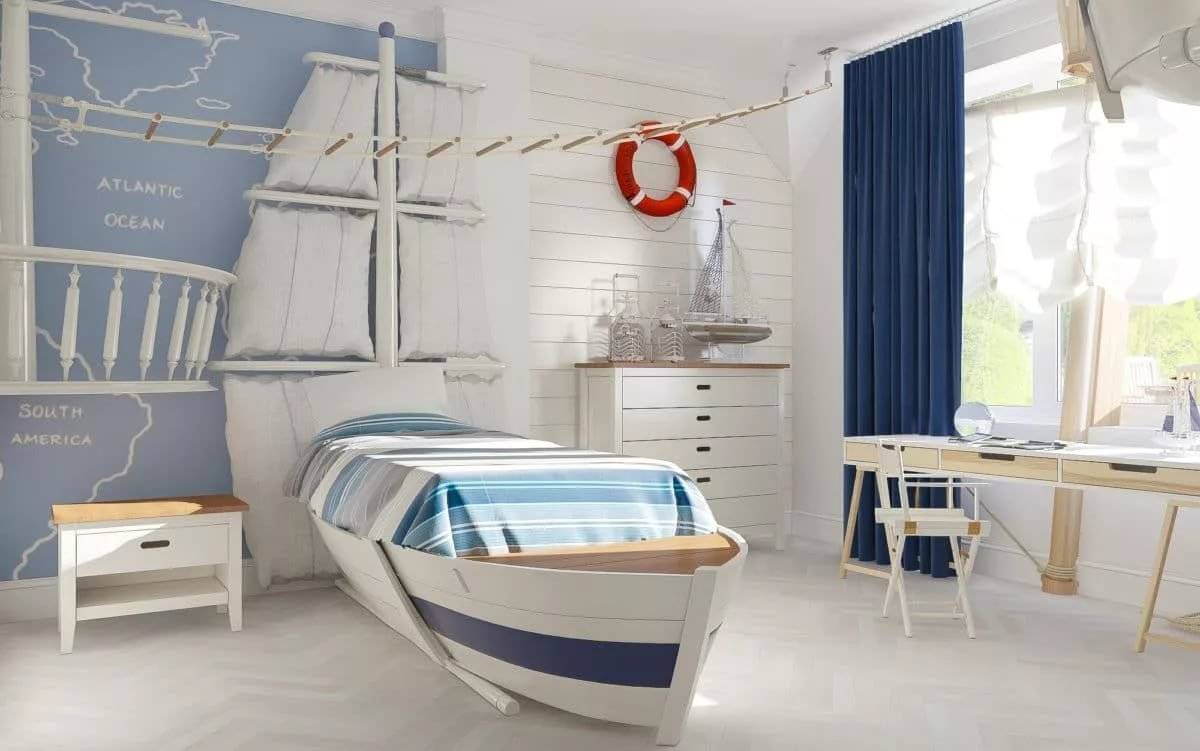 Детская комната в морском стиле: 50 фото-идей оформления детской для мальчика и девочки