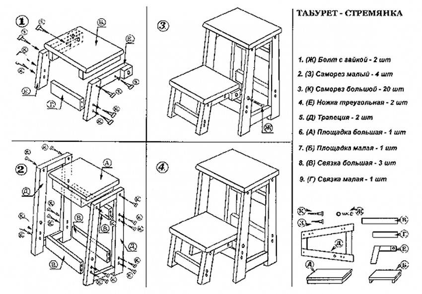 Стул-стремянка: как сделать своими руками, чертежи, деревянный трансформер