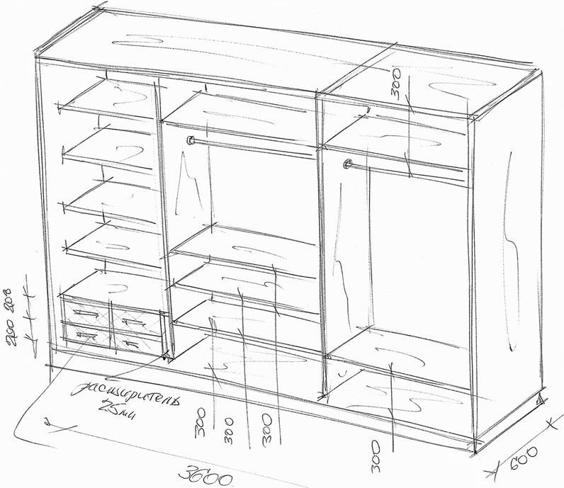 Схемы шкафов купе в прихожую с размерами