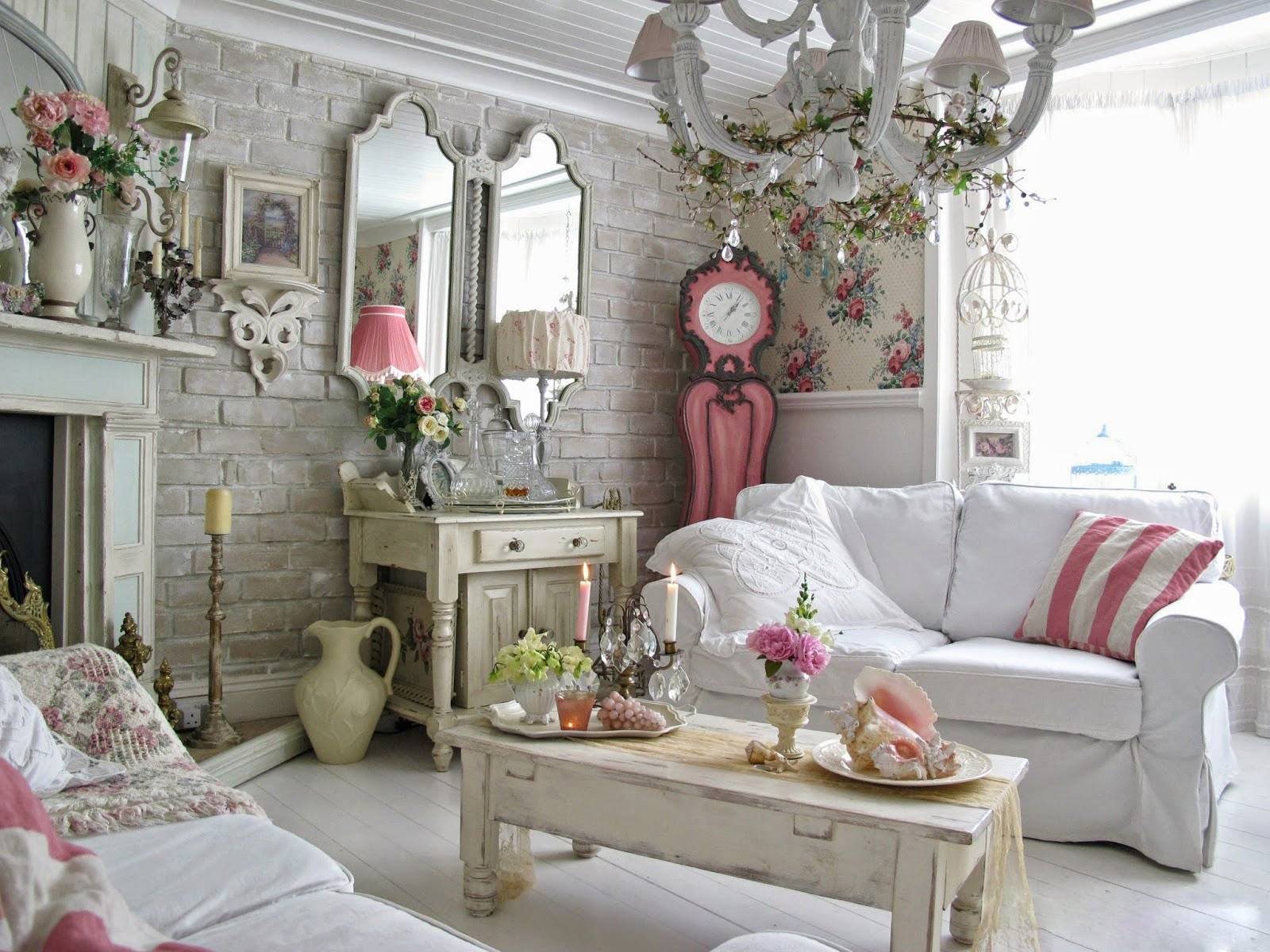 Гостиная в стиле шебби шик: романтичное и шикарное оформление комнаты (40 фото)