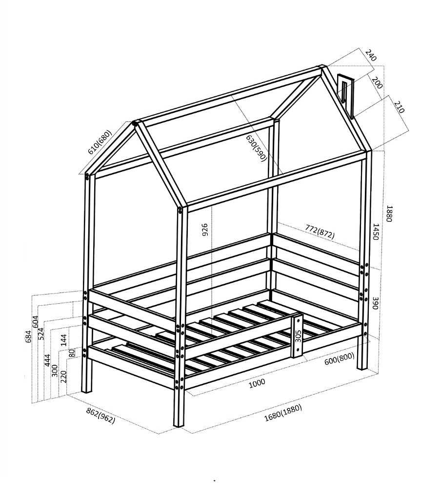 Кровать домик чертеж 160 80