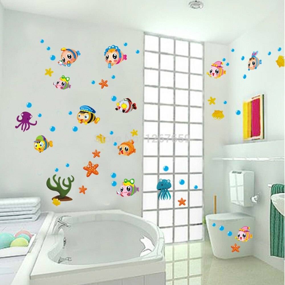 Детские наклейки для ванной: красочные наборы стикеров для декора +16 ярких фото