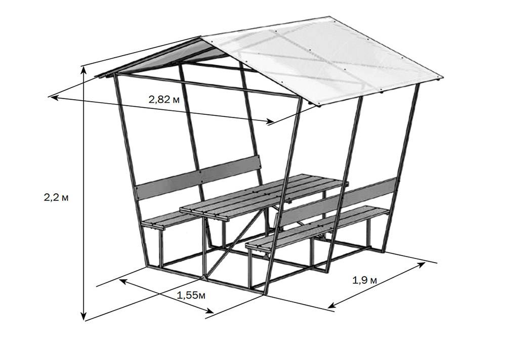 Беседка из поликарбоната чертежи
