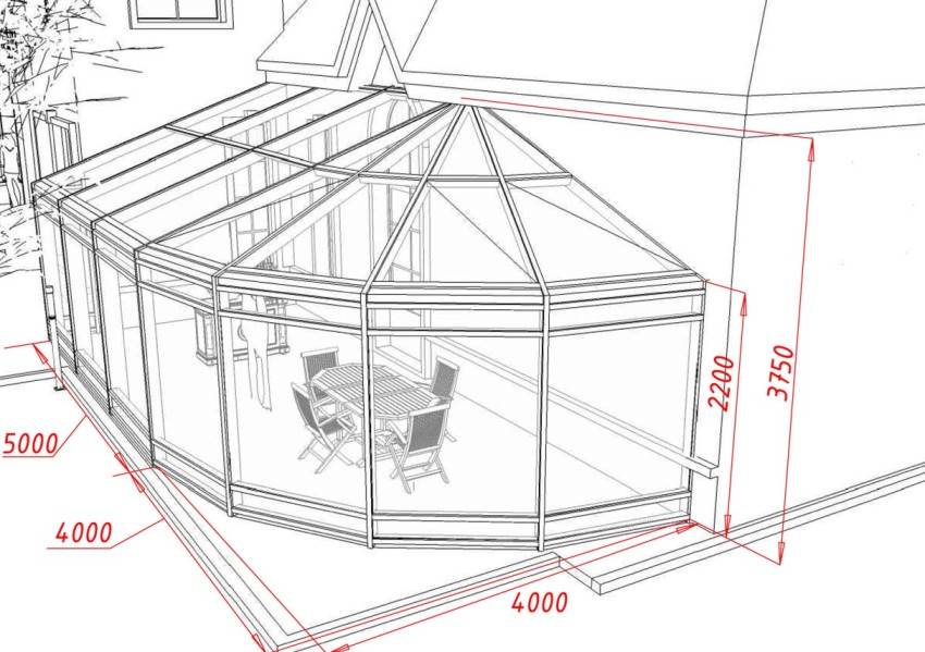 Проект зимнего сада с чертежами