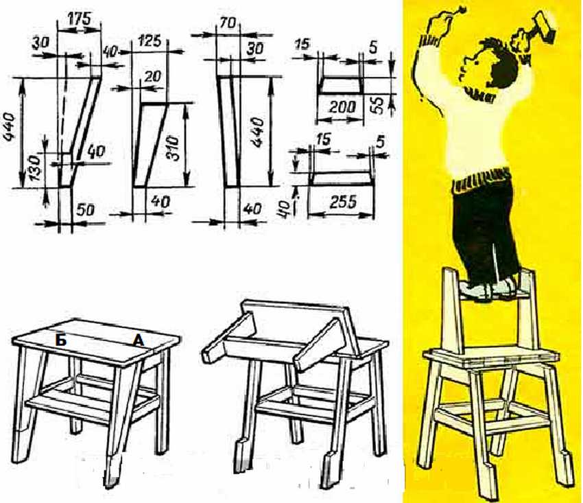 Cтул стремянка своими руками — чертежи с размерами. раскладной стул-стремянка своими руками. - мебель