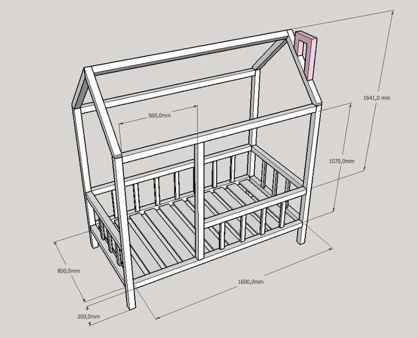 Кроватка домик чертеж