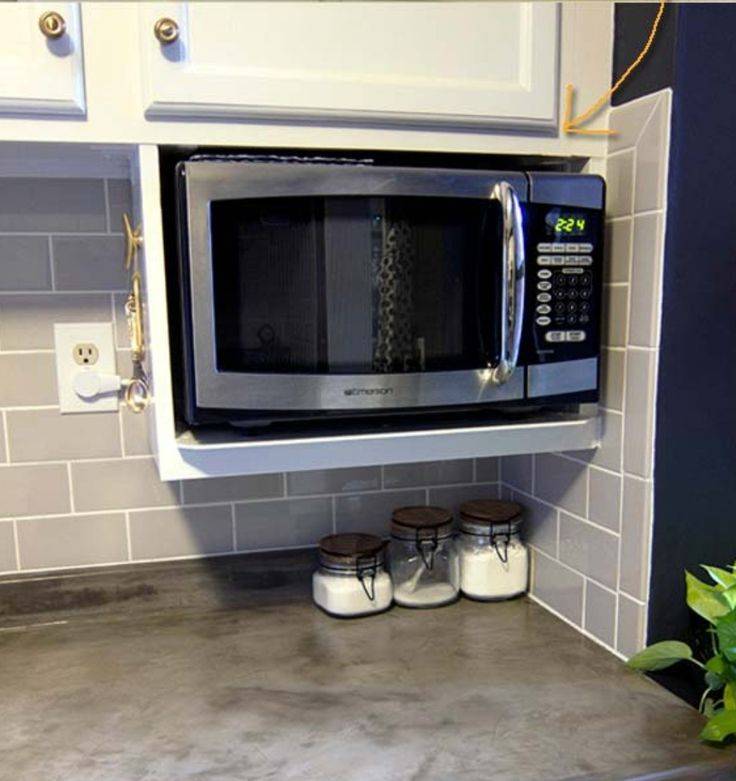 Куда поставить микроволновку на кухне: реальные фото примеры