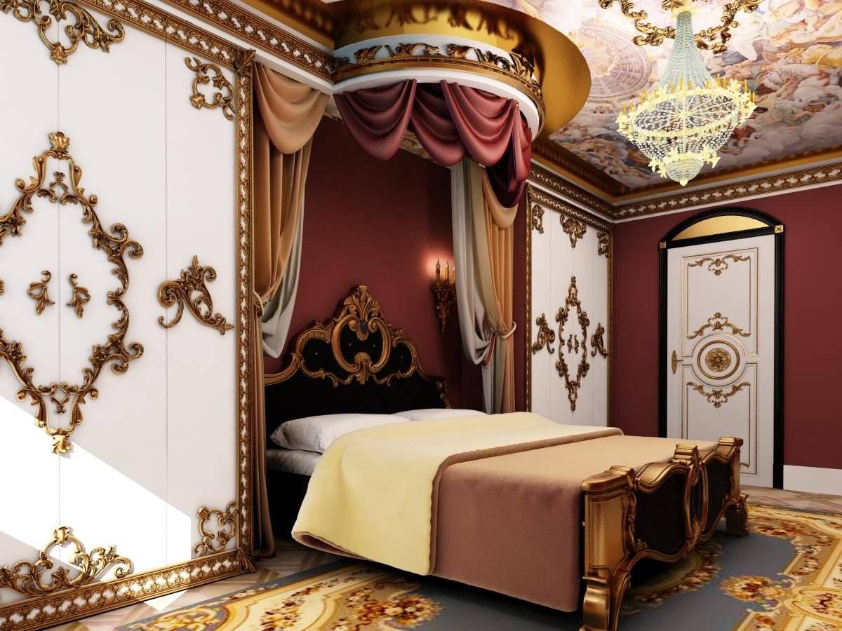 Дворцовый стиль барокко в спальне