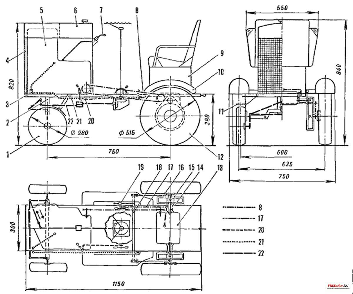 Схема минитрактора своими руками